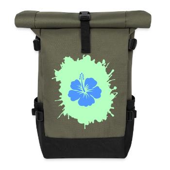 hibiskus klecks - Rolltop Rucksack - Olive/Schwarz - Vorne