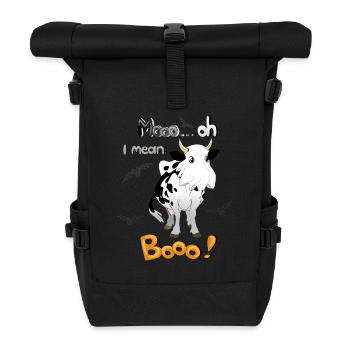 Cow Halloween Mooo - Roll Top Backpack - black - Front