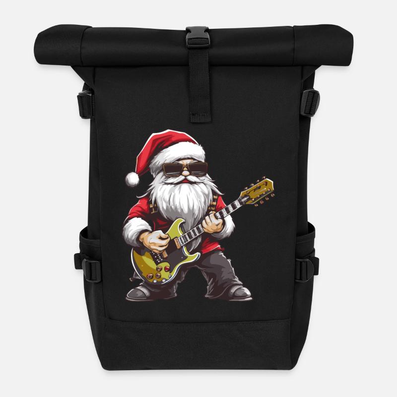 Guitare du Père Noël - Sac à dos roll top - noir