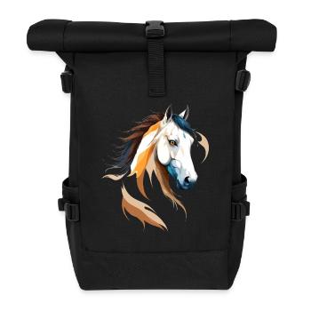 Horse Vector Art with Vibrant Colour Illustration - Roll Top Backpack - black - Front