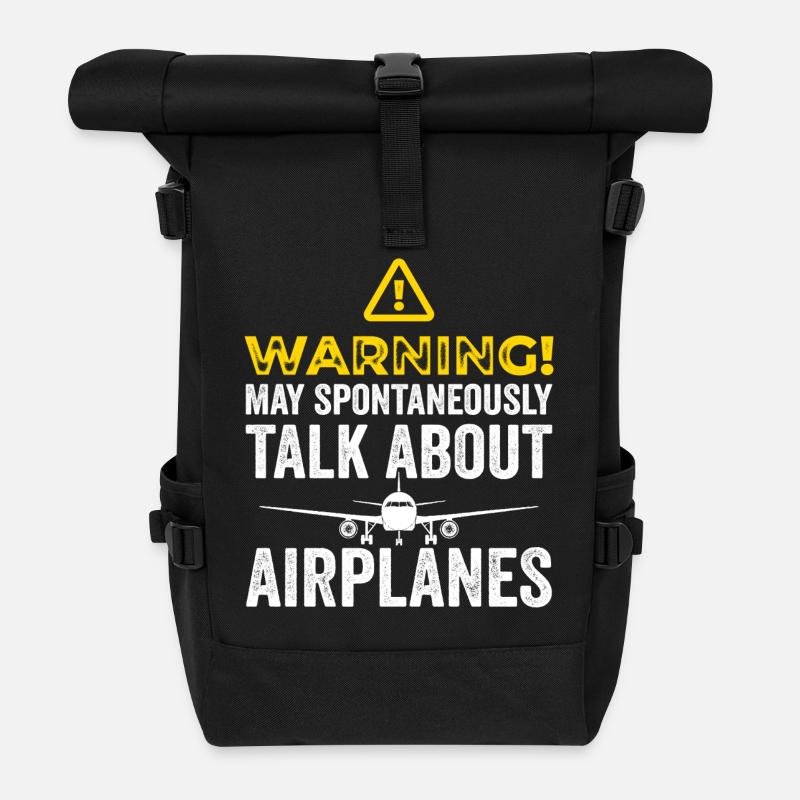 Funny Airplane Tees Men Women Plane Aviation Pilot - Roll Top Backpack - black