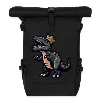 Dinosaur T-Rex Cartoon Crown - Roll Top Backpack - black - Front