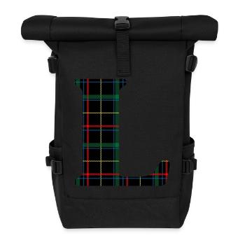 Monogrammierter schottischer Tartan l - Rolltop Rucksack - Schwarz - Vorne