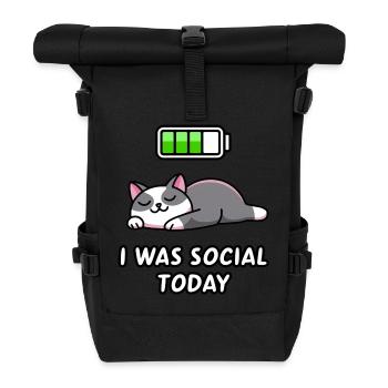 Recharge Mode: I Was Social Today - Roll Top Backpack - black - Front