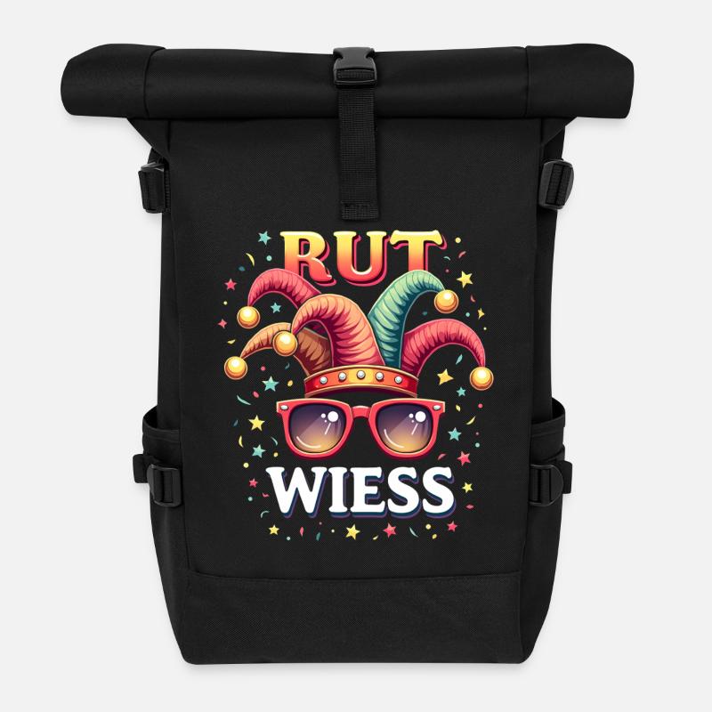 Köln Rut und Wiess - Karneval Outfit - Rolltop Rucksack - Schwarz