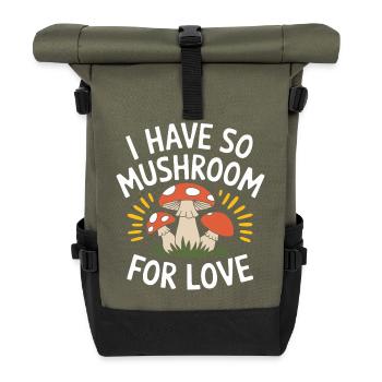 Pilz Pilze Funghi Champignon - Rolltop Rucksack - Olive/Schwarz - Vorne