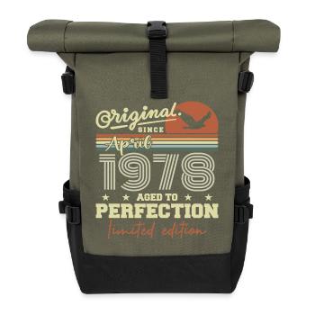April 1978 Gift | 47th Anniversary April 1978 - Roll Top Backpack - olive/black - Front