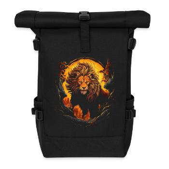 Lion, Lion's Head, Strong, Wild, Proud, Courageous, Royal - Roll Top Backpack - black - Front