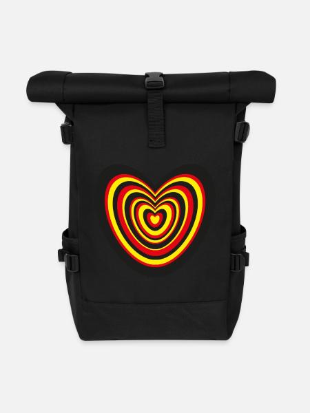 Deutschlandfahne mit viel Herz. - Rolltop Rucksack - Schwarz