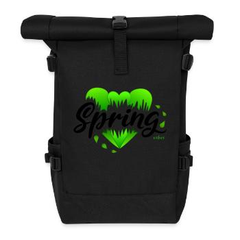 Spring Beginning of Spring Hearts - Roll Top Backpack - black - Front