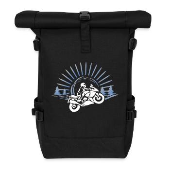 Biker Shirt Motorcycle Tour - Roll Top Backpack - black - Front