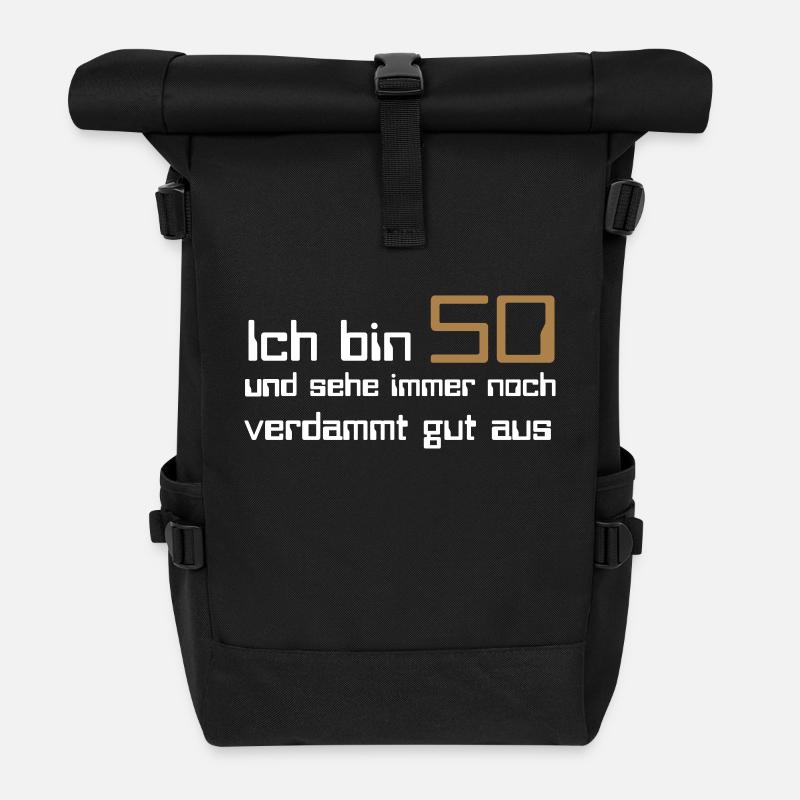 50 Geburtstag - Rolltop Rucksack - Schwarz