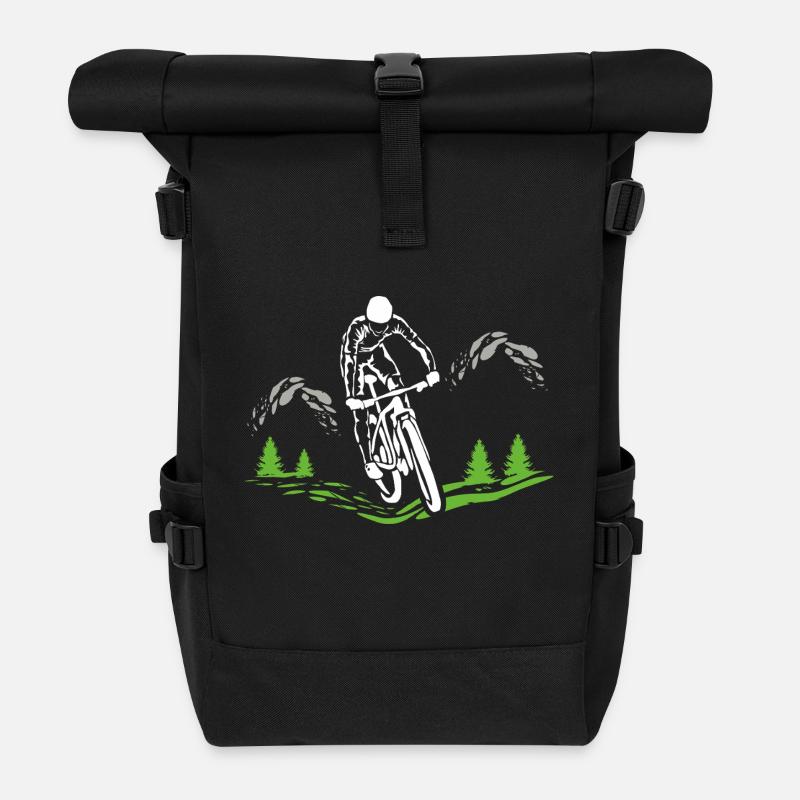 Mountain Bike Shirt Motif Downhill - Roll Top Backpack - black