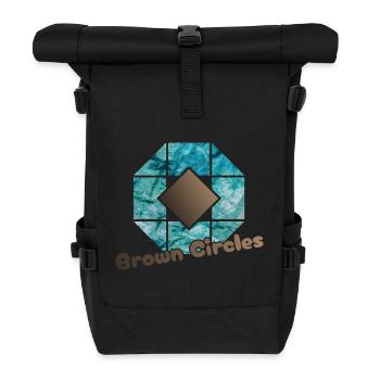 Abstrakte achteckige braune Kreise - Rolltop Rucksack - Schwarz - Vorne