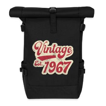 Jahrgang Est 1967 - Rolltop Rucksack - Schwarz - Vorne