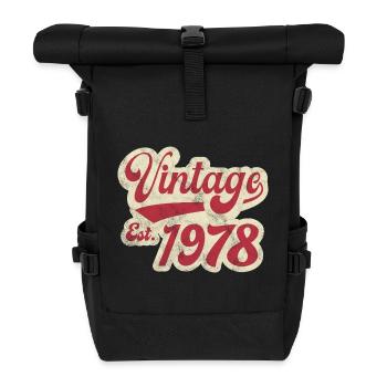 Jahrgang Est 1978 - Rolltop Rucksack - Schwarz - Vorne