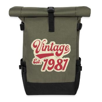 Jahrgang Est 1981 - Rolltop Rucksack - Olive/Schwarz - Vorne