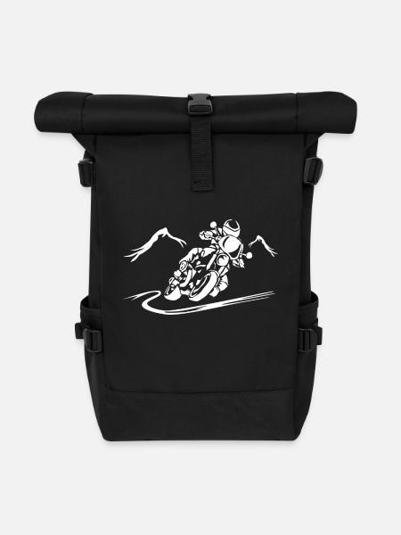 Design Biker Motorradtour Biker Shirt - Rolltop Rucksack - Schwarz