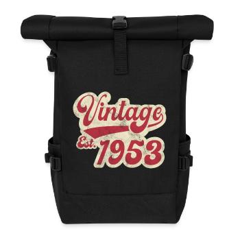 Jahrgang Est 1953 - Rolltop Rucksack - Schwarz - Vorne