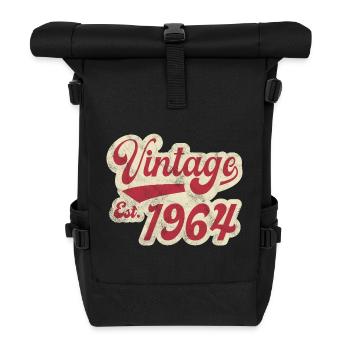 Jahrgang Est 1964 - Rolltop Rucksack - Schwarz - Vorne
