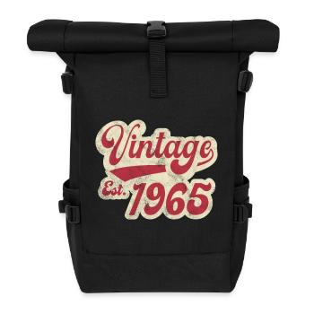 Jahrgang Est 1965 - Rolltop Rucksack - Schwarz - Vorne