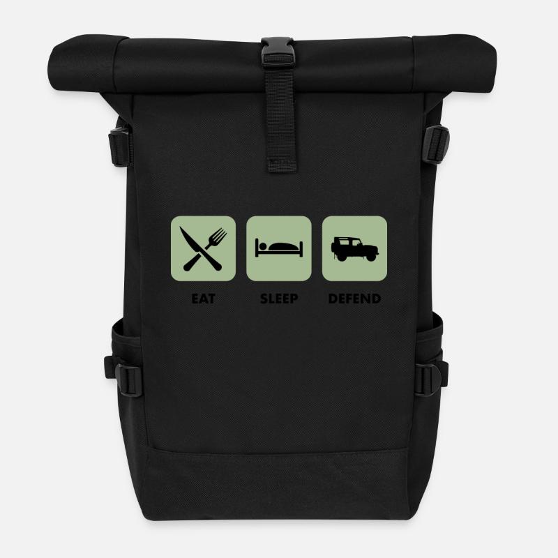 Eat, Sleep & Defend - Sac à dos roll top - noir