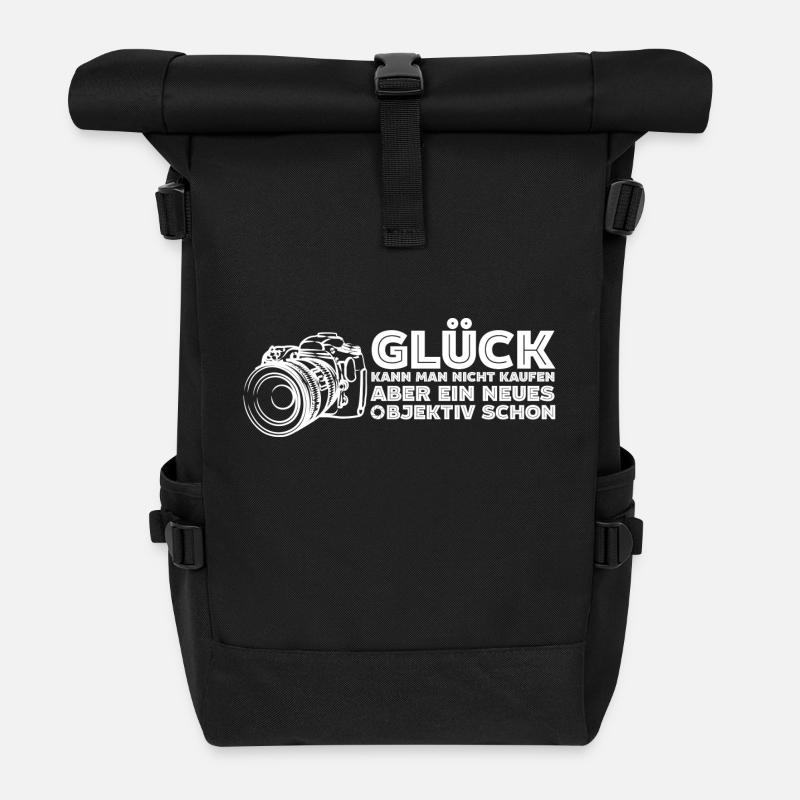 Fotografen Glück Kamera - Rolltop Rucksack - Schwarz