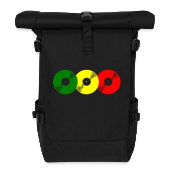 Reggae Schallplatten - Rolltop Rucksack - Schwarz - Vorne