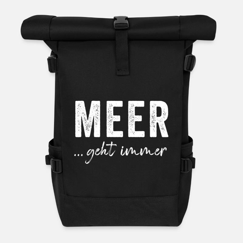 Meer geht immer - Rolltop Rucksack - Schwarz