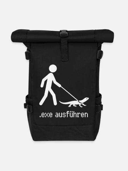 EXE ausführen Admin Informatiker Programmierer - Rolltop Rucksack - Schwarz