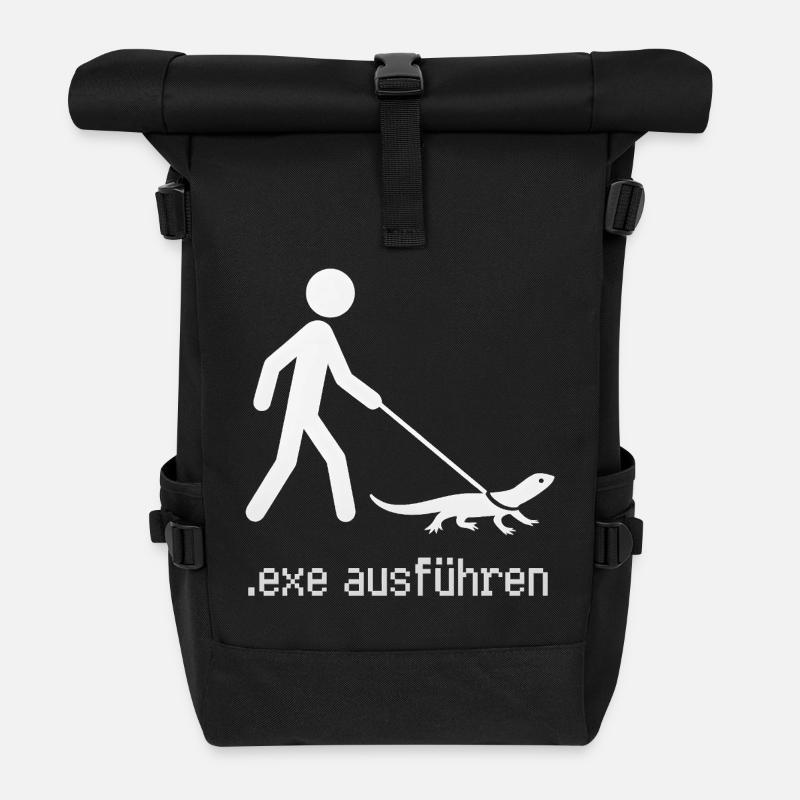 EXE ausführen Admin Informatiker Programmierer - Rolltop Rucksack - Schwarz