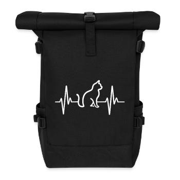 Katze Herzschlag - Rolltop Rucksack - Schwarz - Vorne