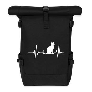 Heartbeat Cat Heartbeat I love cats - Roll Top Backpack - black - Front