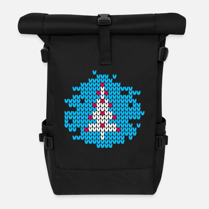 Weihnachtsbaum Strick Tanne Muster Weihnachten - Rolltop Rucksack - Schwarz