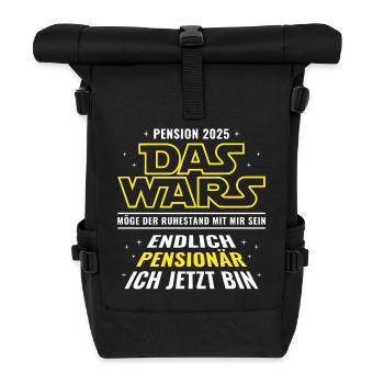 Pension 2025 Das wars - Endlich Pensionär ich bin - Rolltop Rucksack - Schwarz - Vorne
