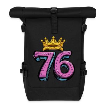 76 Zahl Krone - Rolltop Rucksack - Schwarz - Vorne