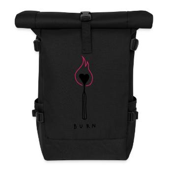 Burn heart - Roll Top Backpack - black - Front