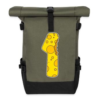 Zahl 1 - Eins - Gewinner - Erster -Sieger - Rolltop Rucksack - Olive/Schwarz - Vorne
