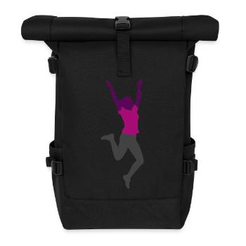 Femme sautant - Sac à dos roll top - noir - Devant