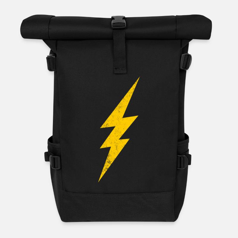 Energy flashDesign in yellow - Roll Top Backpack - black