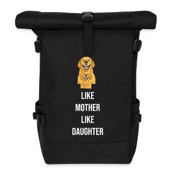Illustration du duo chien mère-fille - Sac à dos roll top - noir - Devant