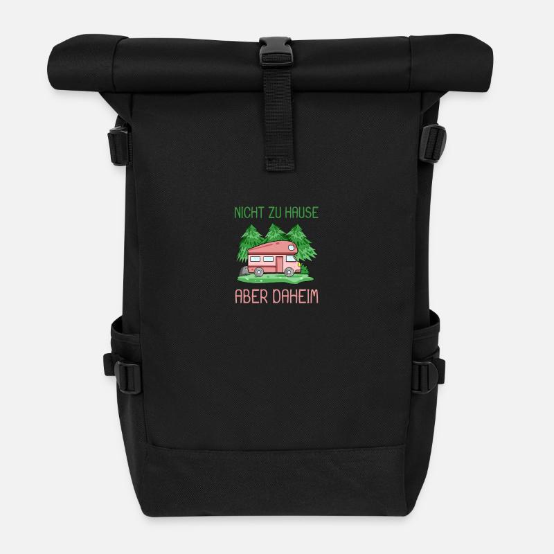 Camping Camper Wohnmobil - Rolltop Rucksack - Schwarz