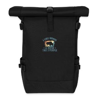 I Like Bisons and Maybe Like 3 People - Rolltop Rucksack - Schwarz - Vorne