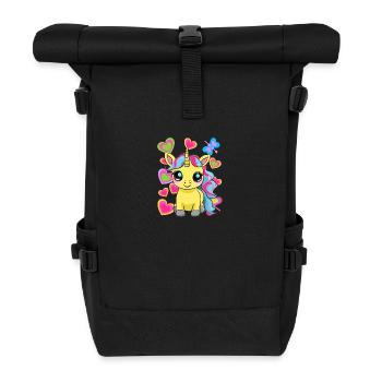 Licorne Licornes Enfants Enfant Rétro Cheval Années 80 - Sac à dos roll top - noir - Devant