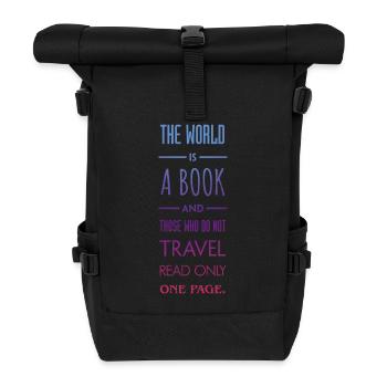 Le monde est un livre. - Sac à dos roll top - noir - Devant
