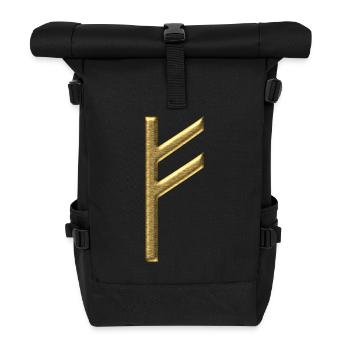 Rune Fehu - luck, prosperity & personal power - Roll Top Backpack - black - Front