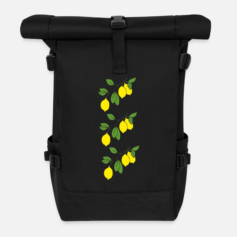 Lemon Sprigs Triple - Roll Top Backpack - black