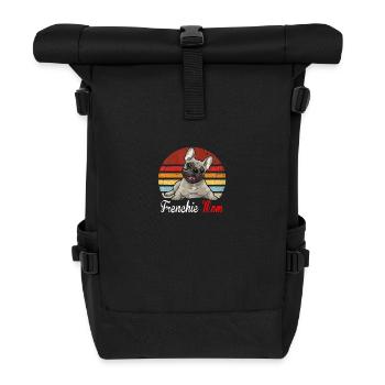 Französische Bulldogge - Rolltop Rucksack - Schwarz - Vorne
