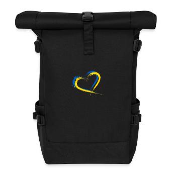 Herz Bürste Flagge der Ukraine Design Farbe Fahne - Rolltop Rucksack - Schwarz - Vorne