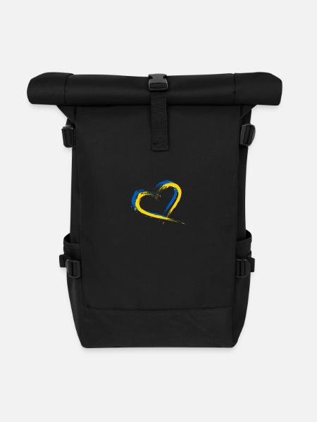 Herz Bürste Flagge der Ukraine Design Farbe Fahne - Rolltop Rucksack - Schwarz